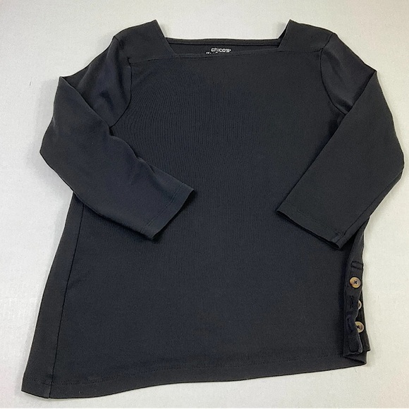 Chico's Ultimate Tee Black Squareneck Tunic Size XL - Picture 5 of 7